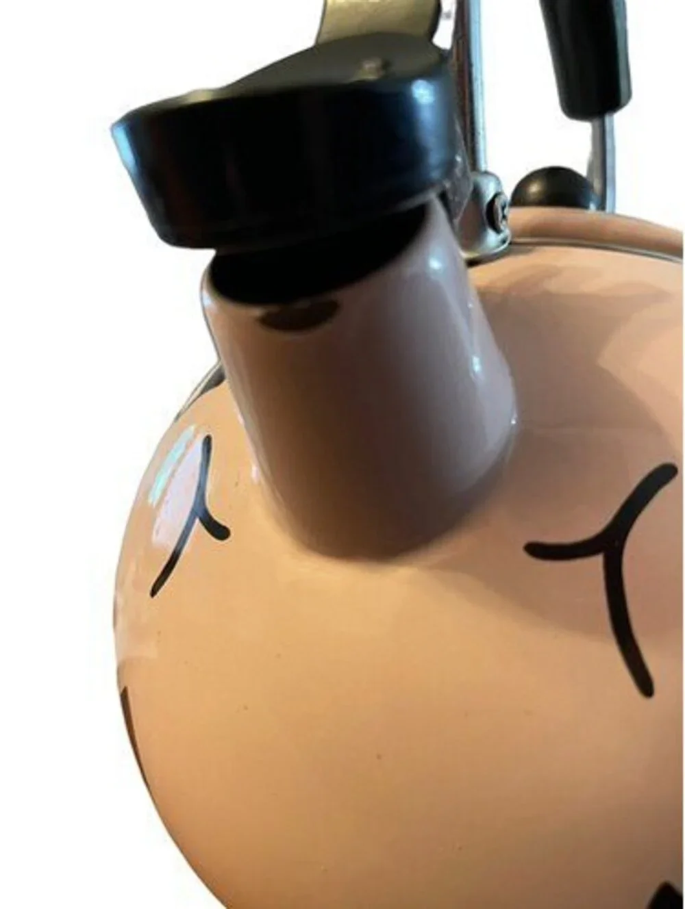 Vintage Kamenstein Pink Pig Teapot Enamel Tail Whimsical Kitchen Decor Farm
